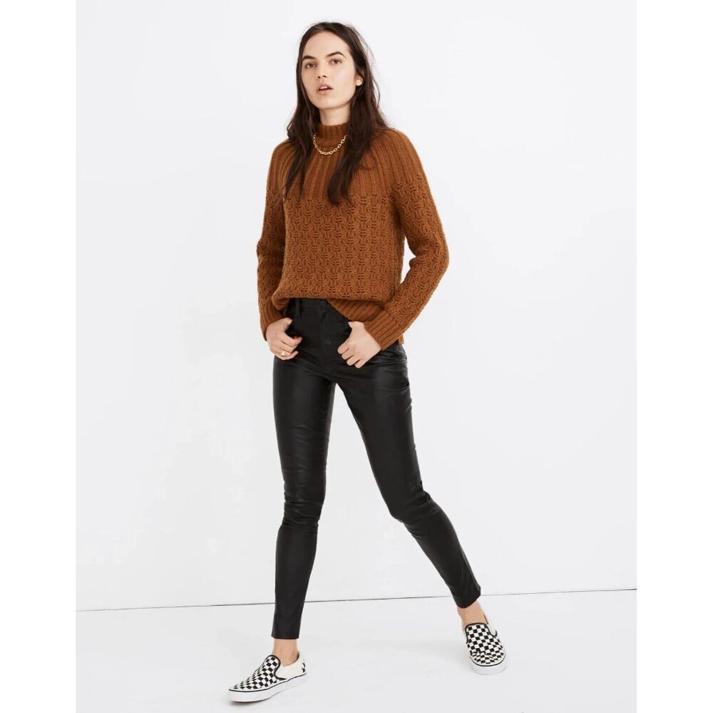 NWT Madewell 10" High-Rise Skinny Jeans: Leather Edition in True Black Pants 24